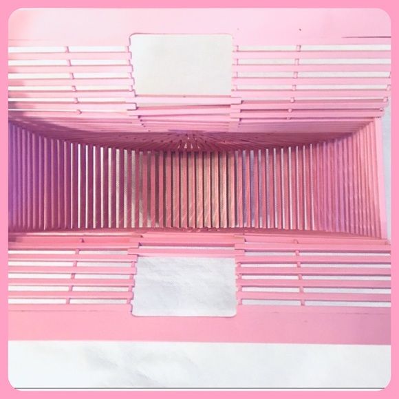 HP🌴OVERSIZED PINK BAMBOO HANDBAG-TOP HANDLE-NEW🌴 - Picture 5 of 8